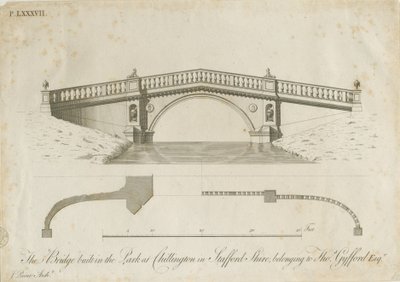 Chillington Park - Bridge: gravering, nd [c 1789] (trykk) av James Paine