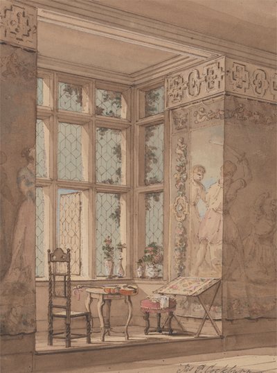 Gobelinhengt rom i gotisk herskapshus av James Pattison Cockburn