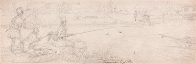 Bunnfiske nær Totten Mill (grafitt på papir) av James Pollard