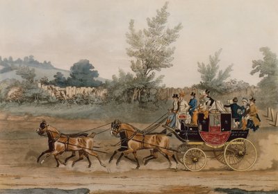 Light Post Coach (farget gravering) av James Pollard