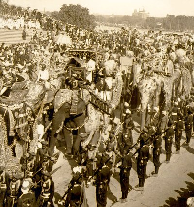 Den store Durbar-prosesjonen, Delhi, India. 1903 (bilde) av James Ricalton