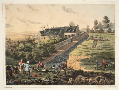 Et frontbilde av gården ved La Haye Sainte av James Rouse