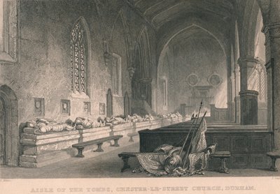 Aisle of the Tombs, Chester-Le-Street Church, Durham, 1834 av James Sands