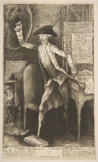 Frontispice til 2. utgave av Lord St[anhop]es Observations on Mr. Pitts Pl..., 29. mai 1786. av James Sayers