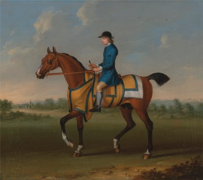 En Bay Racehorse med Jockey Up av James Seymour