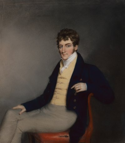 Portrett av en gentleman i gul vest, ca. 1795 (pastell på papir) av James Sharples