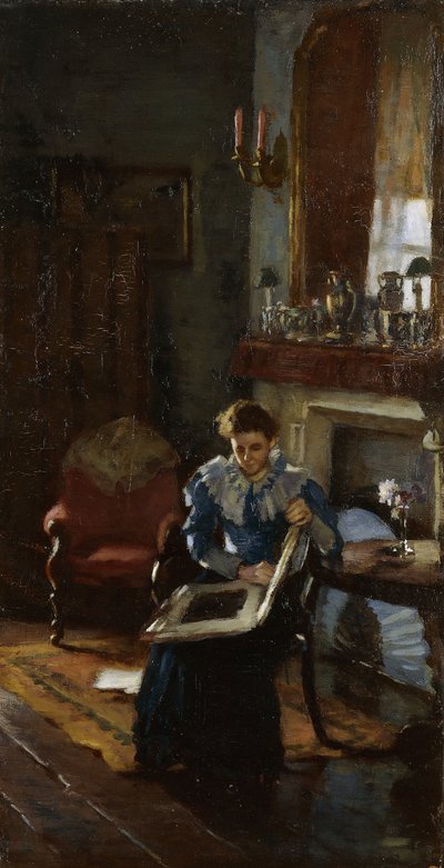 A Dublin Interiør, ca. 1915-20 (olje på lerret) av James Sinton Sleator