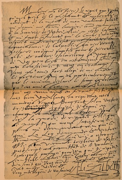 Et brev fra dronning Elizabeth I 1533-1603 til kong James VI 1566-1625, 1898 av James Stillie