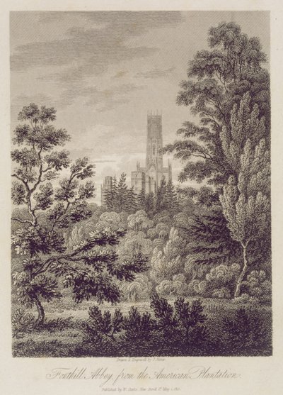 Fonthill Abbey fra American Plantation, utgitt av W. Clarke, New Bond Street, 1812 av James Storer