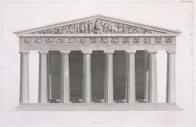 Forside av en klassisk bygning, bind II, kapittel I, plate III, fra "The Antiquities of Athens", av James Stuart av James Stuart