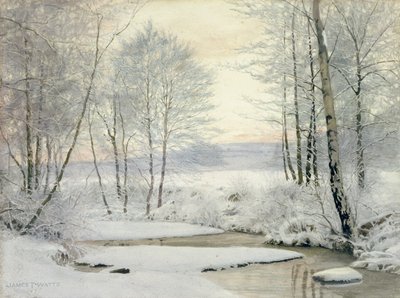 Vintersolnedgang (wc på papir) av James Thomas Watts