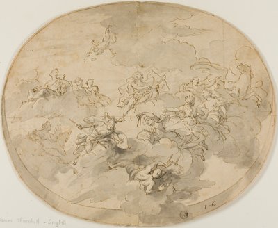 Design for Ceiling Fresco: Apollo and the Muses with Minerva Destroying Ignorance av James Thornhill