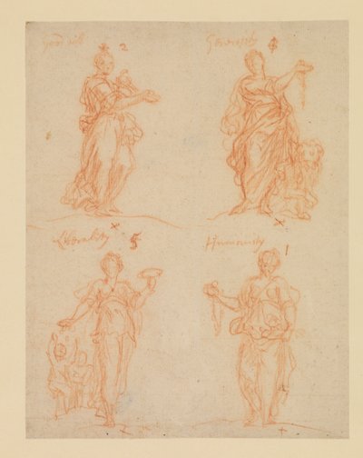 Fire dyder - Goodwill, sjenerøsitet, Liberality and Humanity, 1600-tallet av James Thornhill