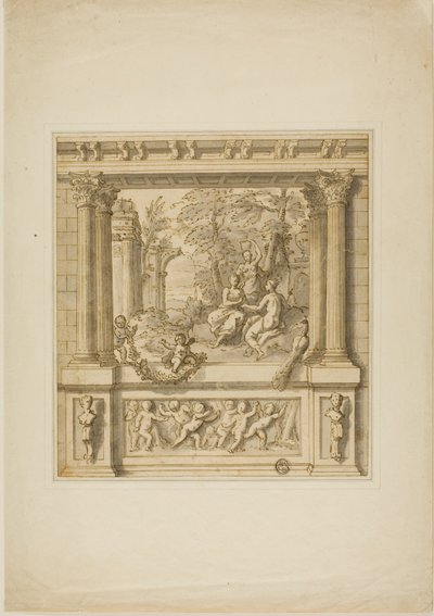 Veggdekorasjon med historien om Egeria og Numa Pompilius av James Thornhill