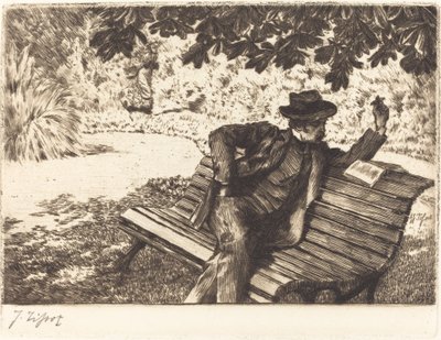 Denoisel Reading in the Garden, 1882. av James Tissot