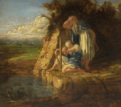 Two Bards by a Pool (olje på panel) av James Tovey