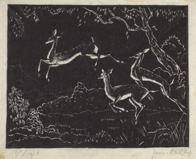 Flight (treblokktrykk) av James W. Reid