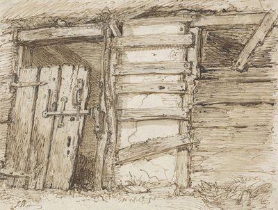 En uthusvegg (penn og blekk på papir) av James Ward