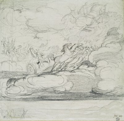 Elijah kaster av seg mantelen (grafittvask) av James Ward
