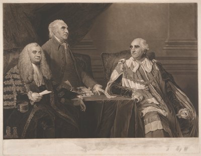 John Dunning, 1. baron Ashburton, med oberst Isaac Barre og William Petty, 2. jarl av Shelburne, markis av Lansdowne av James Ward
