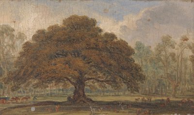 Landskap med hjort under "Tiggerens eik", Dagots park... av James Ward