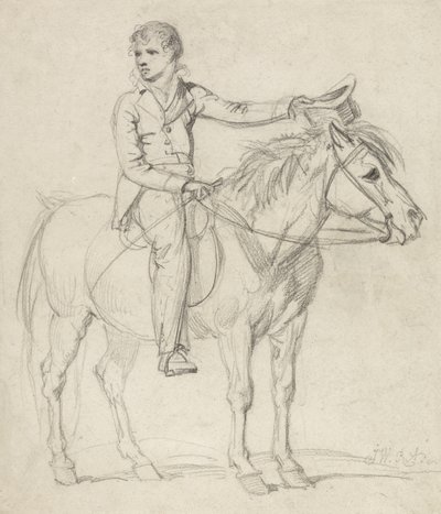 Lord Stanhope (1753-1816) som en gutt som rir på en ponni (blyant på papir) av James Ward