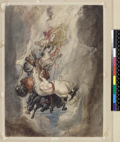 Study for the Fall of Phaethon, ca. 1808 (grafitt, penn, blekk og wc) av James Ward