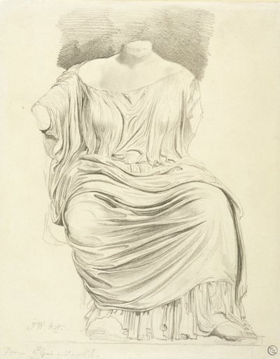 Studie av skulptur: fra Elgin Marbles (blyant på papir) av James Ward
