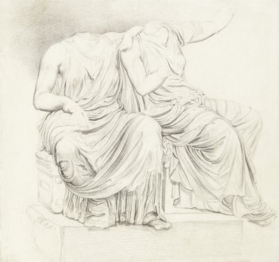 Studie av to hodeløse klassiske statuer (blyant på papir) av James Ward