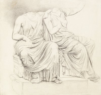 Studie av to hodeløse klassiske statuer av James Ward
