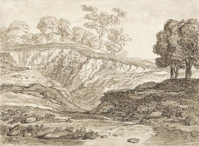 The Quarry (penn og brunt blekk med brun vask på papir) av James Ward