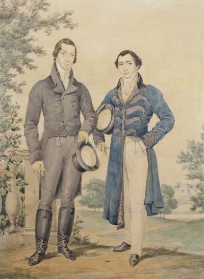 Portrett av to herrer, 1817 (blyant og wc, forhøyet med hvitt) av James Warren Childe