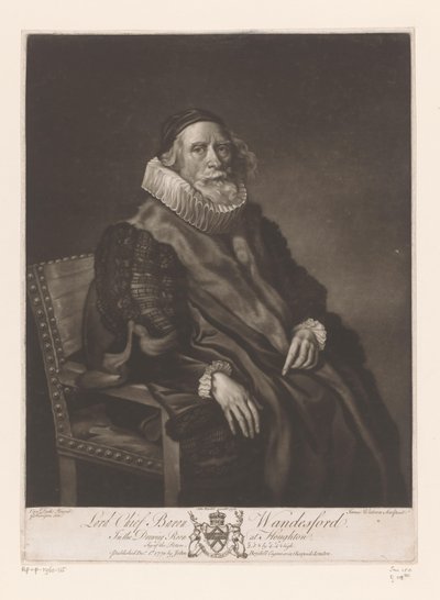 Portrett van Rowland Wandesford Lord Chief Baron Wandesford (tittel på objekt) Schilderijen fra The Houghton Gallery (serietittel) The Houghton Gallery (serietittel) av James Watson (prentmaker)
