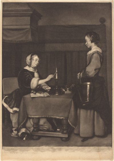 Den kvinnelige korrespondenten av James Watson after Gabriel Metsu