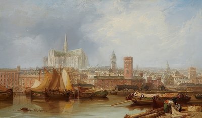Utsikt over Köln med den uferdige katedralen av James Webb