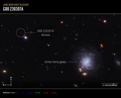 Kilonova og Host Galaxy Compass Image av James Webb Space Telescope (NASA)