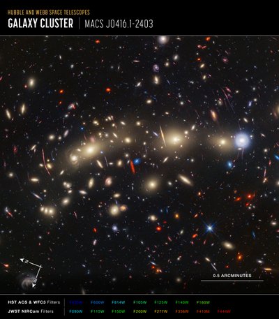 MACS 0416 (Hubble + Webb kompassbilde) av James Webb Space Telescope (NASA)