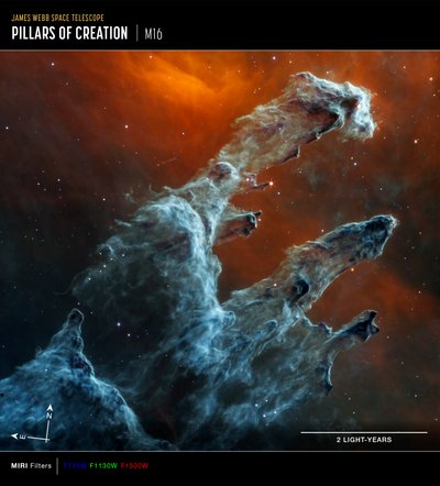 Pillars of Creation (MIRI Compass Image) av James Webb Space Telescope (NASA)