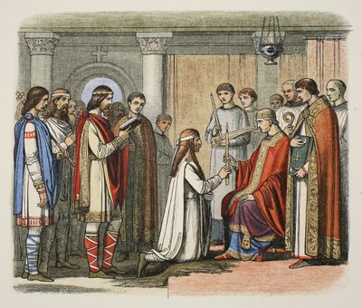 Dåp av kong Guthorm, 878 e.Kr., fra A Chronicle of England f.Kr. 55 til 1485 e.Kr., pub. London av James William Edmund Doyle