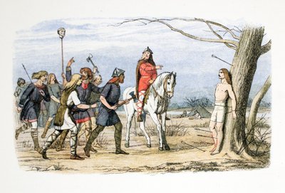 Edmund, konge av East Anglia, drept av danskene, 20. november 869 e.Kr., fra A Chronicle of England f.Kr. 55 til 1485 e.Kr., pub. London, 1863 av James William Edmund Doyle
