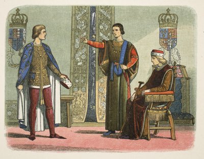 Henry VI og hertugene av York og Somerset, september 1450, fra A Chronicle of England BC 55 til AD 1485, pub. London av James William Edmund Doyle