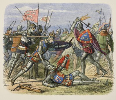 Henry V angrepet av hertugen av Alencon på slagmarken, fra A Chronicle of England BC 55 til AD 1485, pub. London av James William Edmund Doyle