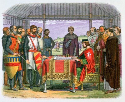 Illustrasjon av kong John som signerer Magna Carta, 1800-tallet av James William Edmund Doyle