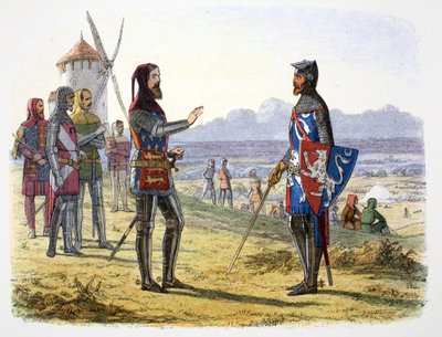 Kong Edward III nekter å hjelpe sønnen i slaget ved Crecy, Frankrike, 1346 1864 av James William Edmund Doyle