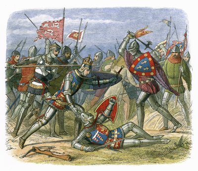 Kong Henry V angrepet av hertugen av Alencon i slaget ved Agincourt av James William Edmund Doyle