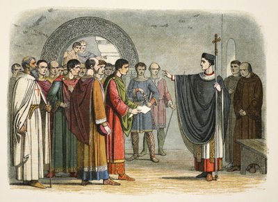 Thomas Becket forbyr jarlen av Leicester å avsi dom over ham av James William Edmund Doyle
