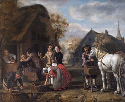 En landsbyscene av Jan (1620 76) Victors