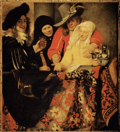 Hos skafferien (olje på lerret) av Jan (1632-75) Vermeer