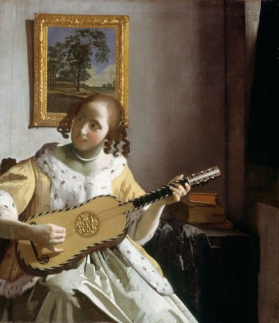 Gitarspilleren (olje på lerret) av Jan Vermeer van Delft