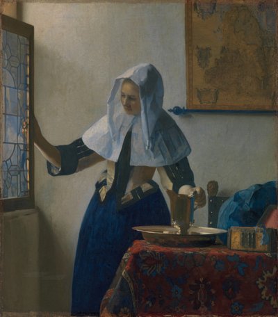 Ung kvinne med en vannkanne, ca. 1662 (olje på lerret) av Johannes Vermeer